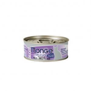 MONGE DELICATE Monge, monge a pezzetti per gatti, Monge Delicate Pollo con Omelette e alici