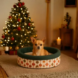 Fabotex Cuccia Ovale Natalizia, idea regalo natalizia per cani, cuccia natalizia per cani,