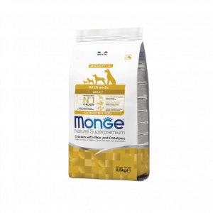 Monge Adult All Breeds Monoprotein Pollo kg.2,5, crocchette gusto pollo monge,