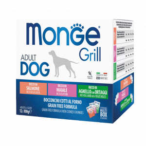 Monge Grill Adult Multipack Salmone-Maiale-Agnello 12x100gr, dog grill monge,