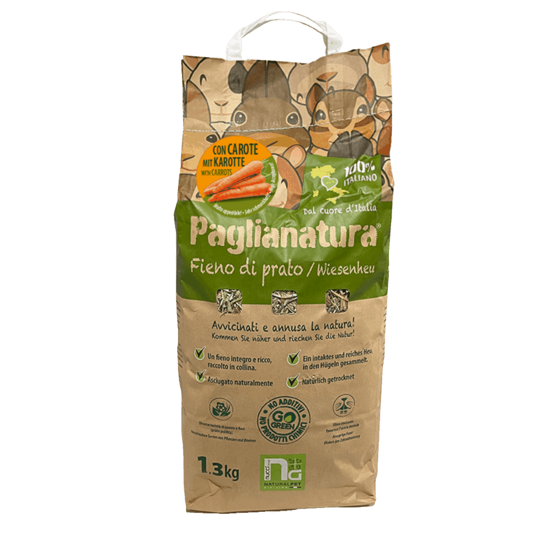 Paglianatura Fieno Di Montagna 600 G Con Camomilla – 2 Dispenser, Cibo Naturale E Aromaterapico Per Conigli E Roditori