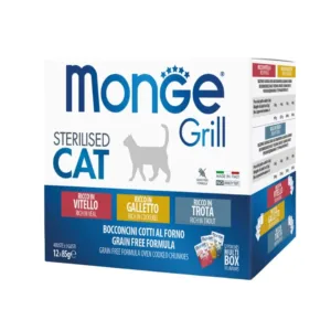 Multipack Monge Grill Sterilised gusti misti galletto trota vitello per gatti