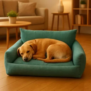 Soft sofa cuccia da interno a divano verde con bordi imbottiti per