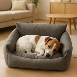 Sofa cuccia da interno divano soft grigio scuro per cani media taglia