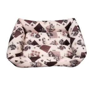 cuccia da interno per cani modello woof con bordi imbottiti e tessuto atermico