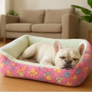 cuccia per cani e gatti Soft Pink Paws con fondo antiscivolo