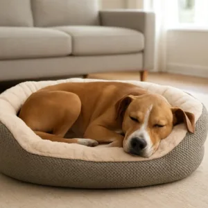 cuccia per cani elegance beige con trama nido d'api esterna