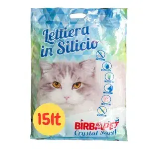 lettiera in silicio birbapet crystal sand in confezione da 15 litri
