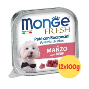 monge fresh adult manzo 12x100g vaschette di paté per cani adulti
