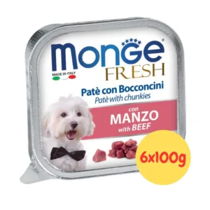 monge fresh adult manzo 6x100g set di 6 vaschette per cane adulto