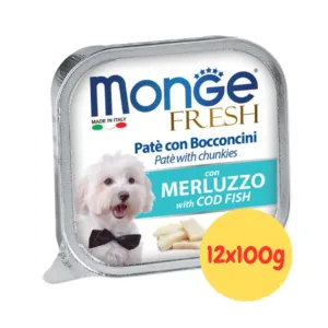 monge fresh adult merluzzo 12x100g confezione di vaschette per cani adulti