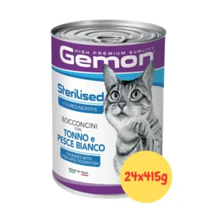 monge gemon sterilised gatto bocconcini in lattina gusto tonno e pesce bianco