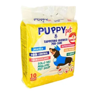 Tappetini Traversine per cani puppypet 60x60 confezione gialla con adesivi