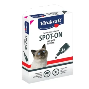 Confezione Vitakraft Fiprovit Spot On per gatti con gatto siamese