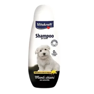 Camomilla Vitakraft Shampoo per Manti Chiari flacone 250ml per cani pelo bianco