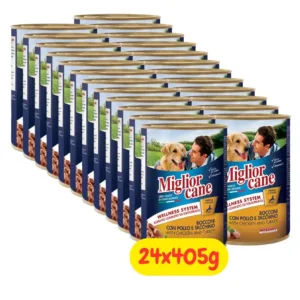 Lattine Migliorcane cibo umido con pollo e tacchino per cane adulto