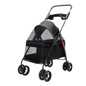 Leggero Passeggino per Cani Fidzy colore scuro pieghevole con portabibite