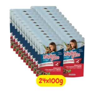 Bustine Miglior Gatto Straccetti con manzo e carote in salsa