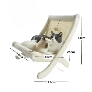 Cuccia tiragraffi Sedia Cocoon per Gatti in legno e tessuto beige con