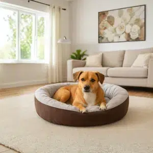 Cuccetta tonda per cani color marrone e grigio chiaro Cloud Dream