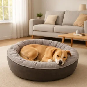 Cuccia rotonda Cloud Dream Grey con bordi imbottiti e interno chiaro
