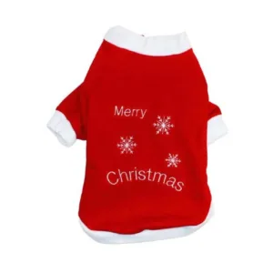 Costume natalizio per cani merry Christmas rosso con scritte ricamate