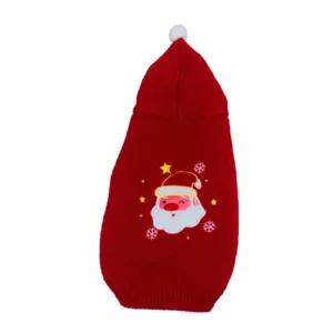 Maglione Natale Cane Taglia Grande rosso in lana con viso di Babbo Natale