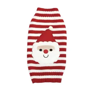 Maglione natalizio cane babbo natale a righe rosse e bianche con applicazione 3D
