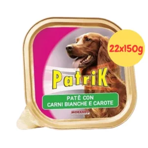 Vaschetta Morando Patrik con patè di carni bianche e carote per cani