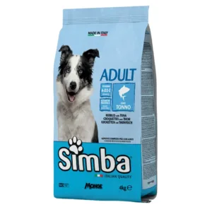 simba secco cane adult tonno sacco da 4kg con cane border collie
