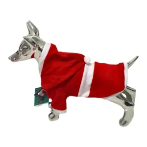 Vestito Babbo Natale Cane con cintura e cappuccio rosso con pon pon