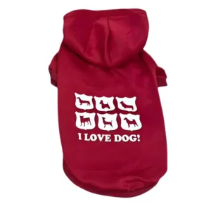 Felpa Cane Rossa con Cappuccio e stampa bianca I Love Dog