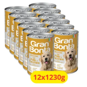 Set di 12 lattine Gran Bontà Bocconi con Pollo e Tacchino per cani