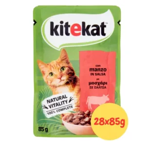 Kitekat Gatto Adult Bocconcini Salsa con manzo bustine da 85g