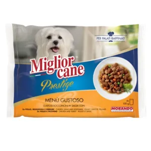 Migliorcane prestige mini bocconcini pollo tacchino e selvaggina in bustine