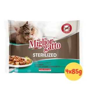 MigliorGatto Sterilized Bocconcini Gelatina Salmone e Pesce multipack 4 buste