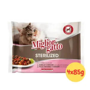Migliorgatto sterilized bocconcini salsa agnello e pollo confezione flowpack