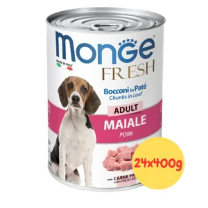 Monge Fresh Paté Cane Maiale Adult Bocconi lattina 400g pack da 24