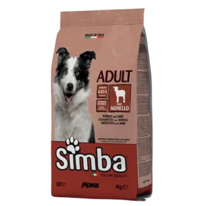 Confezione Simba Adult con Agnello 4kg con cane Border Collie