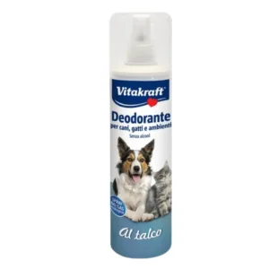 Flacone spray deodorante ecologico Vitakraft fragranza talco per cani e gatti