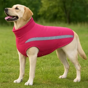 Impermeabile Cane Imbottito Pile Fucsia riflettente per taglia grande