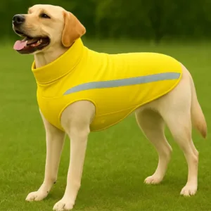 Impermeabile Cane Imbottito Pile Giallo riflettente alta visibilità per cani grandi