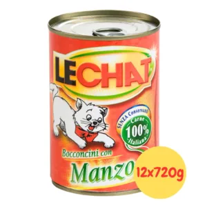 LeChat Bocconcini Gatti Manzo Umido lattina rossa con logo LeChat