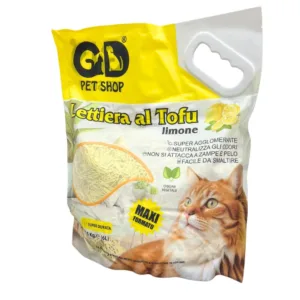 Sacco di lettiera al tofu profumata al limone per gatti con maniglia