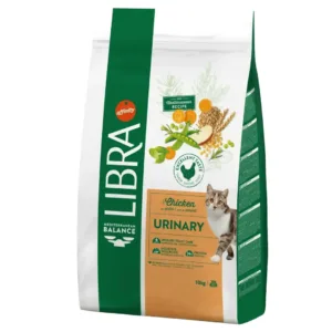Libra Gatti Urinary Pollo pH Control sacco 10kg con gatto grigio e bianco