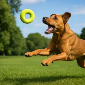 Dentale galleggiante sonoro Anello giallo fluorescente per cani che galleggia in acqua