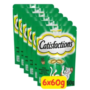 Catisfactions gatti snack erba gatta confezione multipack 6 bustine croccanti
