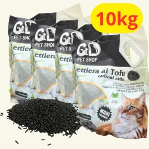 Lettiera vegetale al tofu nera con carboni attivi per gatti