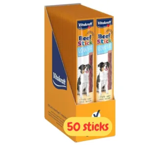 Vitakraft Beef Stick Low Fat espositore arancione con 50 bastoncini