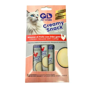 Stick di mousse cremosa al pollo per gatti con gatto bianco occhi blu